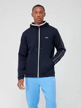 Image of BOSS Saggy 1 Zip Thru Hoodie - Dark Blue, Dark Blue, Size S, Men