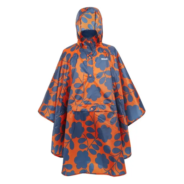 Image of Regatta Womens Orla Festive Lightweight Packaway Poncho One Size Orange Floral RWW435-D5Q-ONE