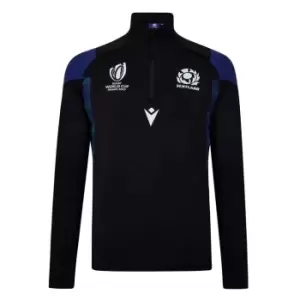 Image of Macron Scotland Rugby Quarter Zip Fleece Top 2023 2024 Adults - Black
