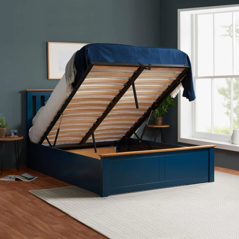 Image of Birlea Birlea Phoenix Kingsize Ottoman Bed with Mattress - Navy