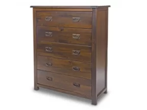 Image of Core Boston 5 Drawer Dark Antique Pine Wooden Chest of Drawers Flat Packed