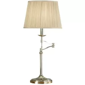 Image of Avery Luxury Swing Arm Table Lamp Bright Nickel & Beige Shade Adjustable Light