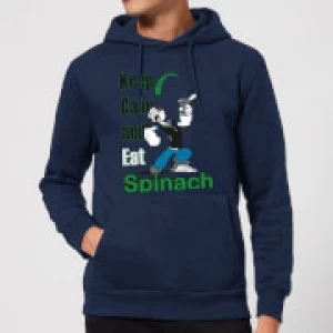 Image of Popeye Keep Calm And Eat Spinach Hoodie - Navy - M