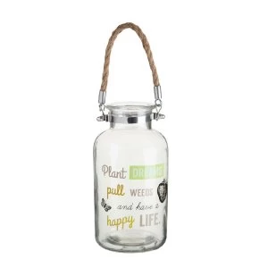 Image of Premier Housewares Artists Garden Glass Lantern with Rope Handle