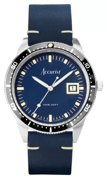 Image of Accurist 72002 Dive Mens Blue Dial Blue Leather Strap Watch