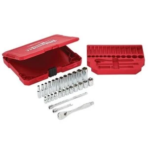 Image of Milwaukee Hand Tools 1/4in Drive Ratcheting Socket Set Metric, 28 Piece