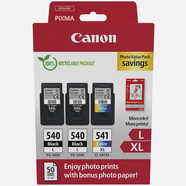 Image of Canon PG-540L x2/CL-541XL Ink Cartridge + Photo Paper Value Pack