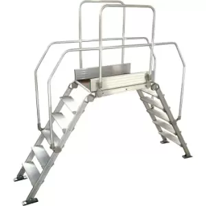 Image of Aluminium ladder bridging, overall max. load 200 kg, 6 steps, platform 900 x 530 mm