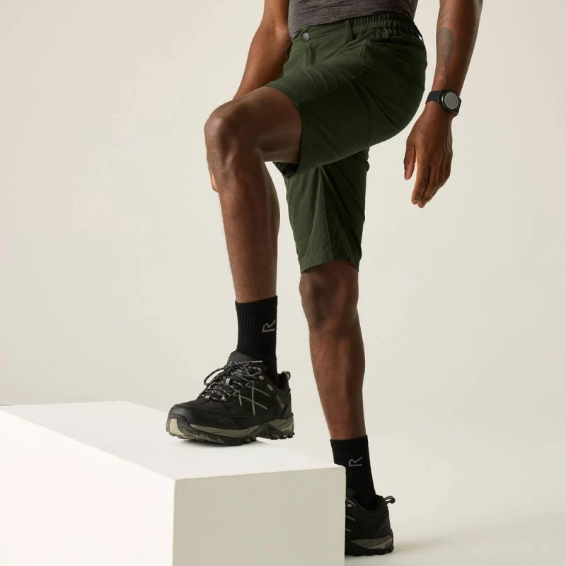 Image of Regatta Mens Highton Long Walking Shorts in Dark Olive Size: 34 Dark Olive Male 34