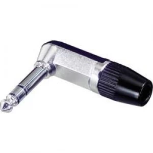 Image of 6.35mm audio jack Plug right angle Number of pins 3 Stereo Silver Black Rean AV NYS208