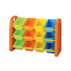 Image of Childrens Plastic Storage 12 Bin Organiser