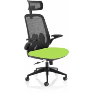 Image of Lasino Executive Bespoke Fabric Seat Myrrh Green Mesh Chair With Folding Arms