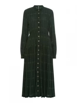 Image of Free People Button Front Long Sleeve Dress Green