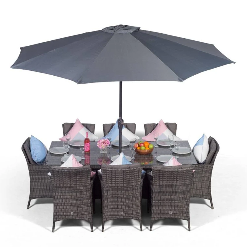 Image of Thats Furniture Savannah Rectangular 8 Seater Rattan Patio Dining Set in Grey Grey Unisex