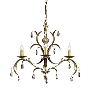 Image of Chandelier 3 Light Metallic Bronze Floral Leaves Design