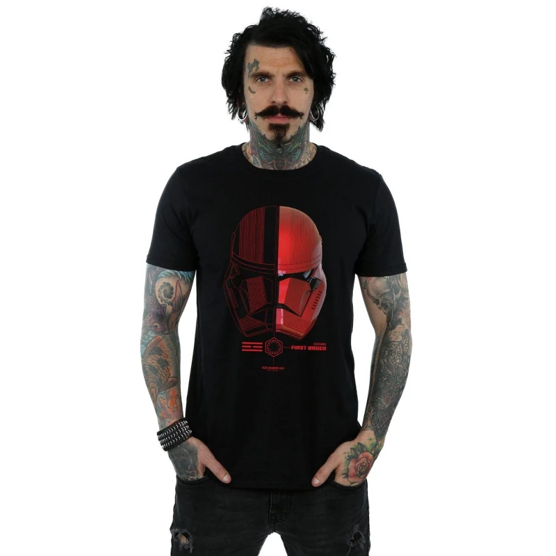 Image of Disney Men Star Wars The Rise Of Skywalker Sith Trooper Helmet T-Shirt in Black Size: Small Black S Male 5059400158595
