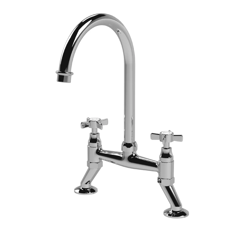 Image of Balterley Crosshead Handle Bridge Sink Mixer Tap Chrome Silver