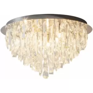 Image of Loops - Flush Ceiling Mount Light Chrome & premium K5 Crystal Lamp Bulb Round Chandelier