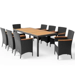 Image of 8 Seat Poly Rattan Garden Dining Set Korfu Black