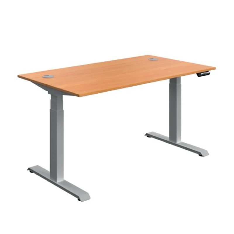 Image of Serrion Dual Motor Sit/Stand Desk 1400x800x630-1290mm Beech/Silver KF800340
