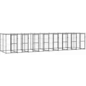 Image of Vidaxl - Outdoor Dog Kennel Steel with Roof 19.36 m² Black