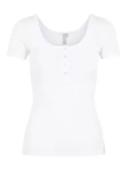 Image of PIECES Ribbed Short Sleeved Top Women White