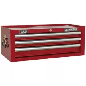 Image of 670 x 320 x 255mm red 3 Drawer mid-box Tool Chest Lockable Storage Unit Cabinet