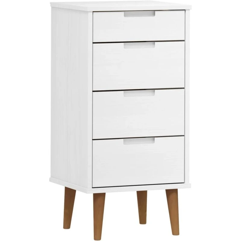 Image of vidaXL Drawer Cabinet Molde White 40x35x82cm Solid Wood Pine, White 350502