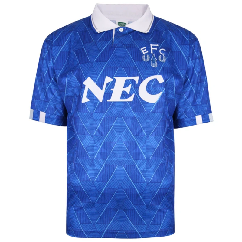 Image of Score Draw Everton 1990 Home Retro Football Shirt EVER90HPYSS-L L Mens Sportswear