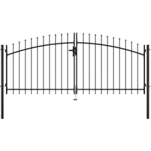 Image of Double Door Fence Gate with Spear Top 300x150cm Vidaxl Black