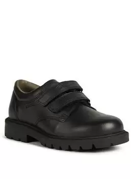 Image of Geox Shaylax Boys Velcro Double Strap School Shoe - Black, Size 11 Younger