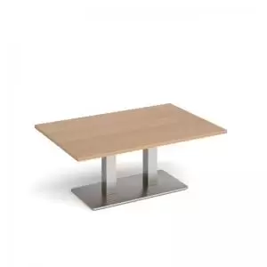 Image of Eros rectangular coffee table with flat brushed steel rectangular base