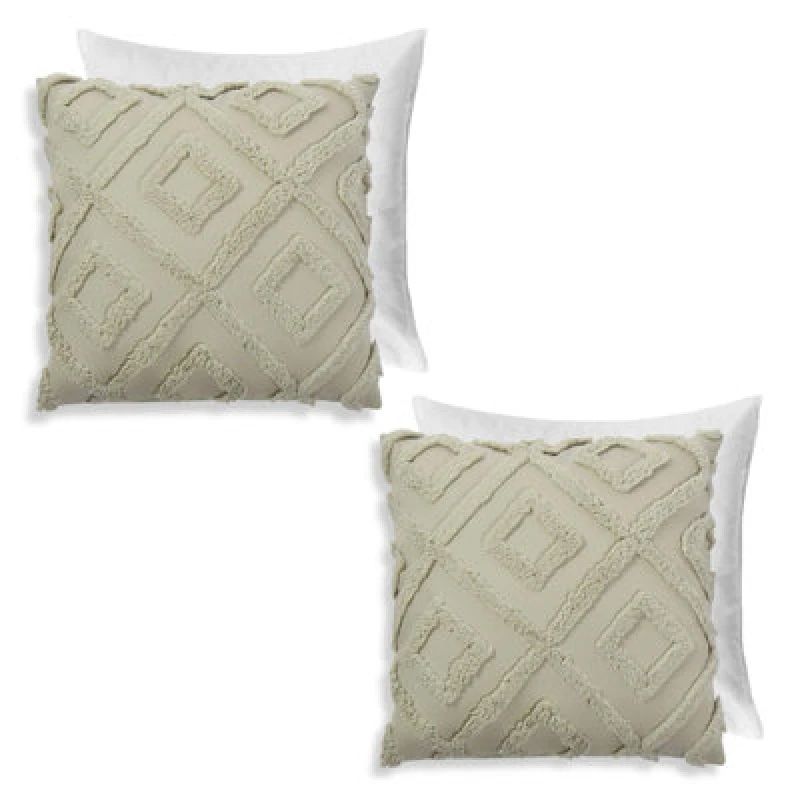 Image of OHS OHS 2 Pack Tufted Arch Filled Cushion Cover in Green Size: 45cm x 45cm Green 45cm x 45cm Unisex 5027434233243