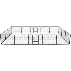 Image of Dog Playpen 16 Panels Steel 60x80cm Black Vidaxl Black
