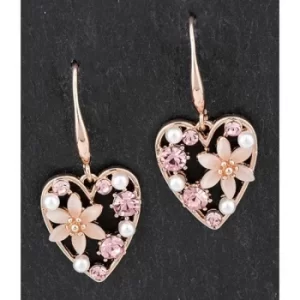 Image of Boho Chic Rose Gold Plated Floral Heart Earrings