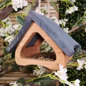 Image of Faraway Modern Wooden Garden Wild Bird Hanging Easy Fill Seed Feeder Table with Grey Roof