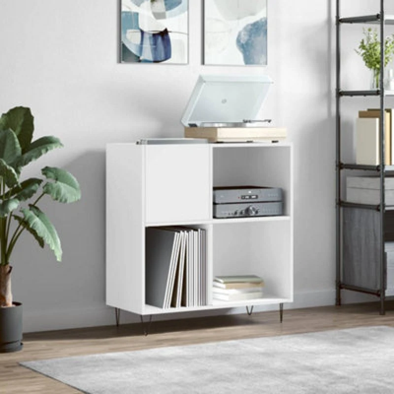 Image of Vidaxl Record Cabinet White 84.5X38X89cm Engineered Wood