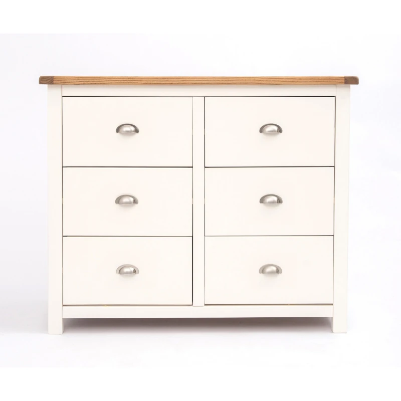 Image of Cabinet Bits Lovere 6 Drawer Chest of Drawers Chrome Cup Handle in Off-White Off-White Unisex