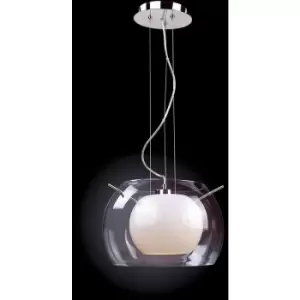 Image of Italux Lighting - Italux Coma - Modern Hanging Pendant Chrome 1 Light with White, Clear Shade, E27