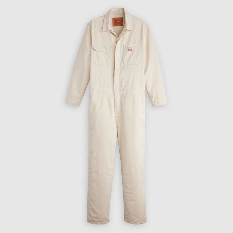 Image of Levis Mens Loose Coveralls Jumpsuit Ecru Twill Rnse male L