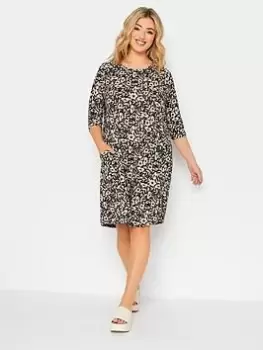 Image of Yours Floral Print Drape Pocket Dress - Black, Size 22-24, Women