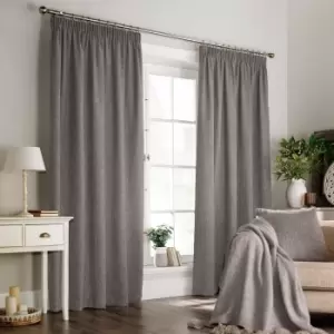 Image of Harrison Herringbone Weave Pencil Pleat Curtains Grey
