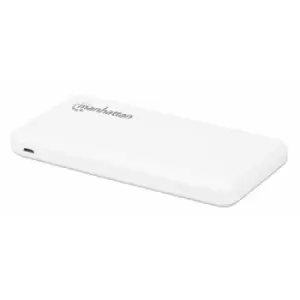 Image of Manhattan Power Bank 10000 mAh Output: 2x USB-A (2.1A & 1A) Input: USB-C & Micro-USB (both 2A) White One Year Warranty Blister