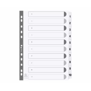 Image of Exacompta Indices Dividers A4, 10 Part, 1-10, White, Pack of 25