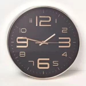 Image of HOMESCAPES Black & Rose Gold Wall Clock - Gold