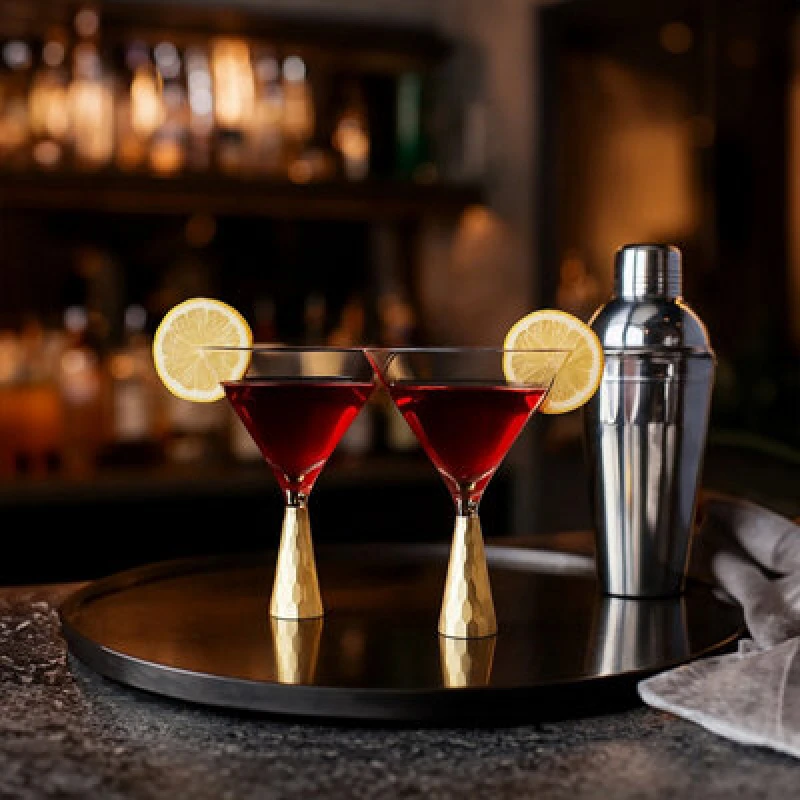 Image of Premier Housewares Set Of Two Cocktail Glasses With Gold Finish Stem Clear