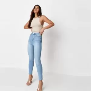 Image of Missguided Tall Racer Neck Slinky Bodysuit - Nude