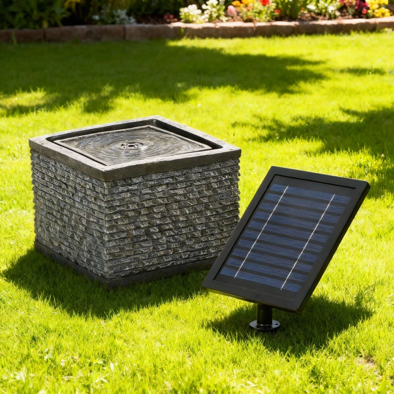 Image of Streetwize Stacked Stone Solar Fountain-Natural Rock Elegance Grey/Black unisex One Size