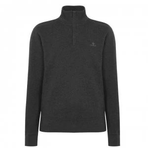Image of Gant Quarter Zip Sweater - Charcoal 095
