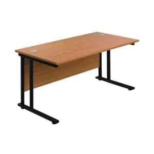 Image of Jemini Rectangular Double Upright Cantilever Desk 1400x800x730mm Nova Oak/Black KF819622
